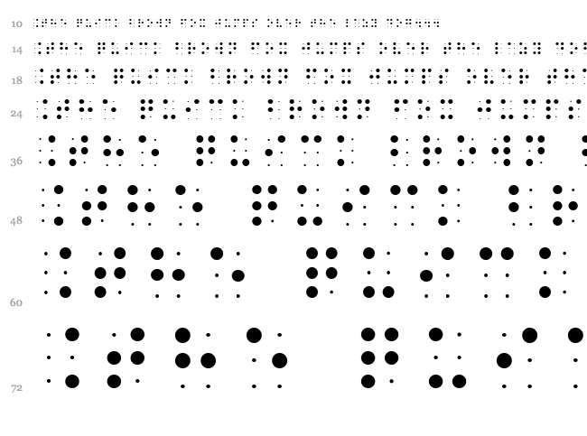 BrailleSlo 6Dot font waterfall